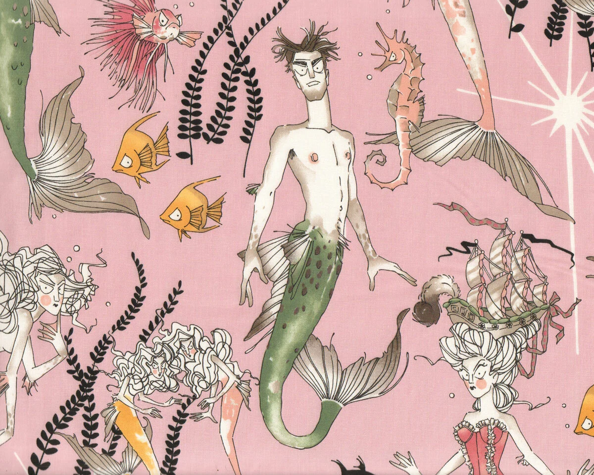 Patchworkstoff THE GHASTLIES, Meerjungfrauen, altrosa, Alexander Henry