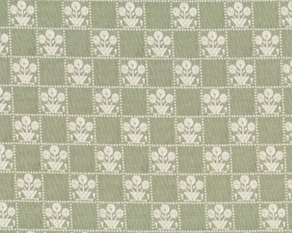Patchworkstoff TILLY mit Karo-Blumen-Muster, schilfgrün-natur