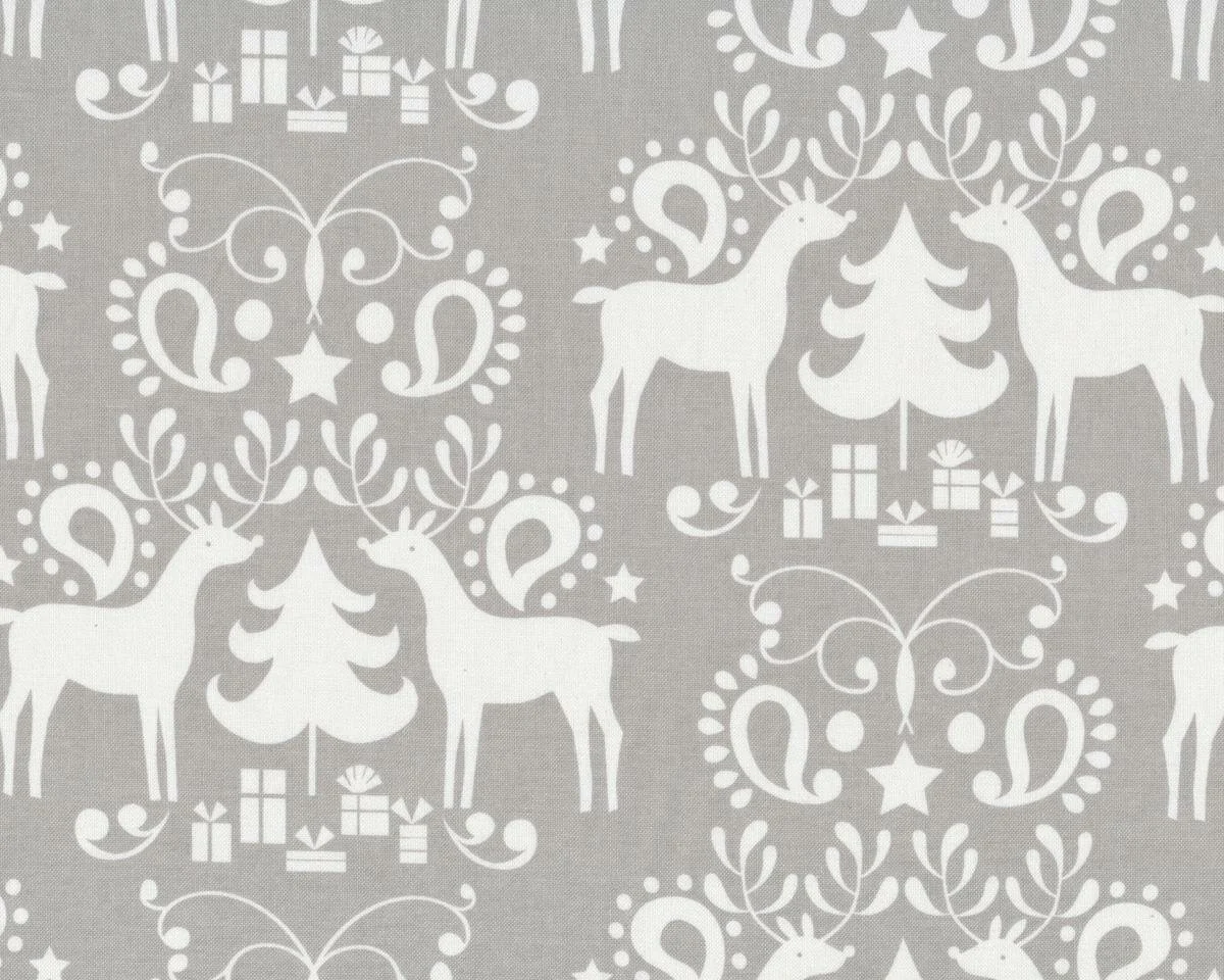 Patchworkstoff TREELICIOUS, Rentier-Ornament, natur-weiß