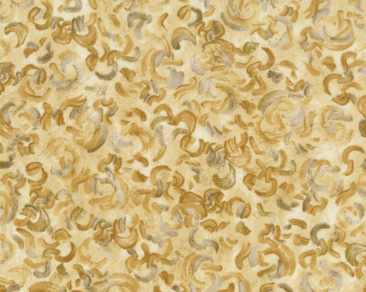 Patchworkstoff VINCENT VAN GOGH, Blick auf Auvers, Kringel-Vordergrund, eierschalenfarben-beige