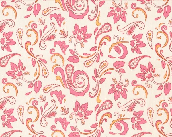 Patchworkstoff "Vintage Groove" mit Paisley-Blüten, gedecktes pink