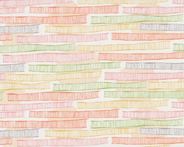 Patchworkstoff "Wish" mit unregelmäßigen Gitterstreifen, orange-altrosa-gebrochenes weiß