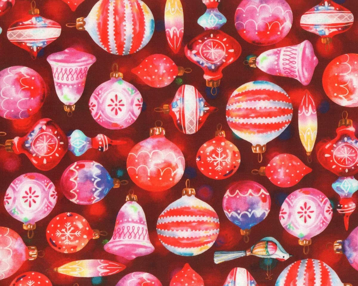 Patchworkstoff WISHWELL GLOW, Weihnachtskugeln, Robert Kaufman