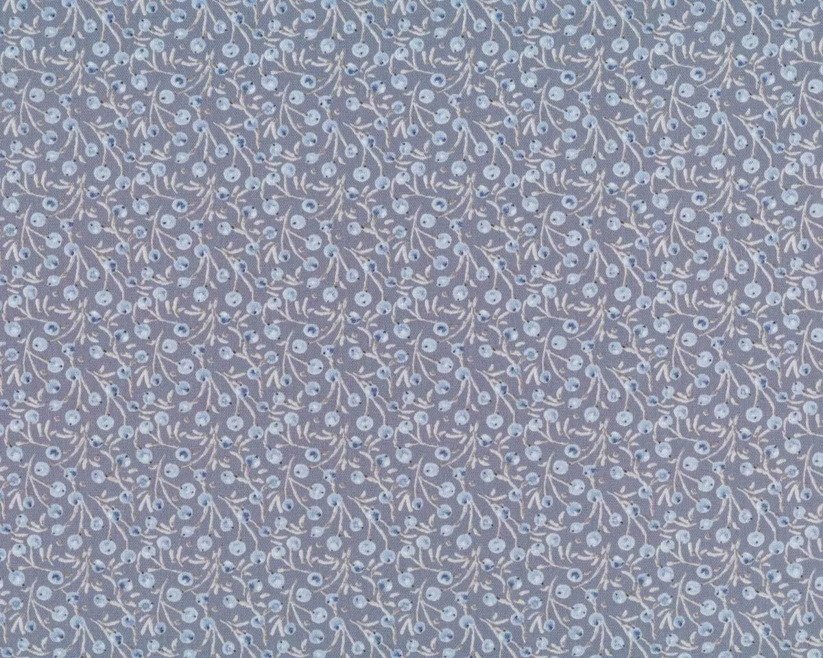 Patchworkstoff WOODLAND FROST, Beeren, blaugrau, Wilmington Prints