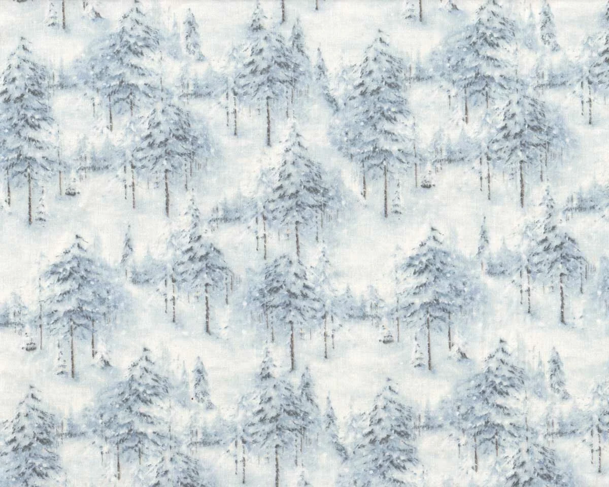Patchworkstoff WOODLAND FROST, Tannenwald, hellgrau, Wilmington Prints