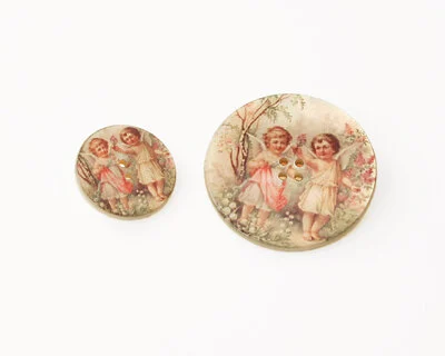 Perlmutt-Knopf ROMANTIK, Engelpaar, 20 mm