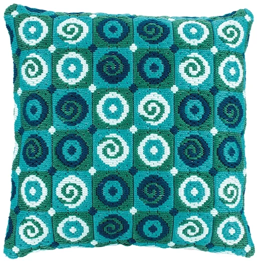 Vervaco - Spannstichkissen Kringel blau-türkis