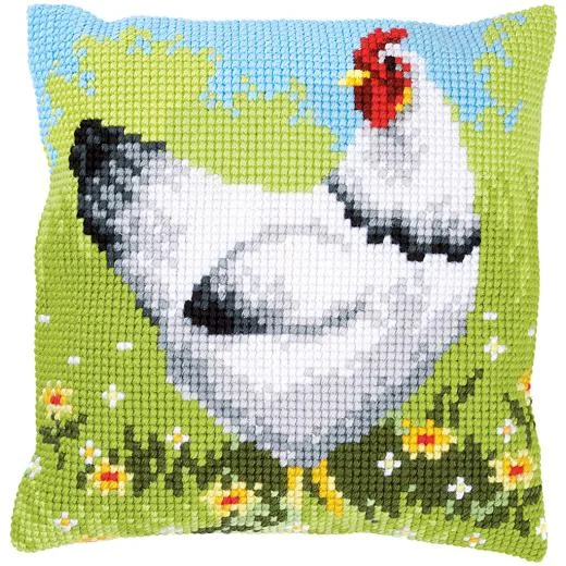 Vervaco - Kreuzstichkissen Weißes Huhn