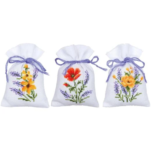Vervaco - Geschenksäckchen Blumen 3er-Set