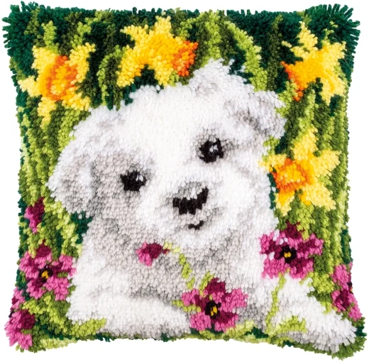 Vervaco - Knüpfkissen Westie mit Osterglocken