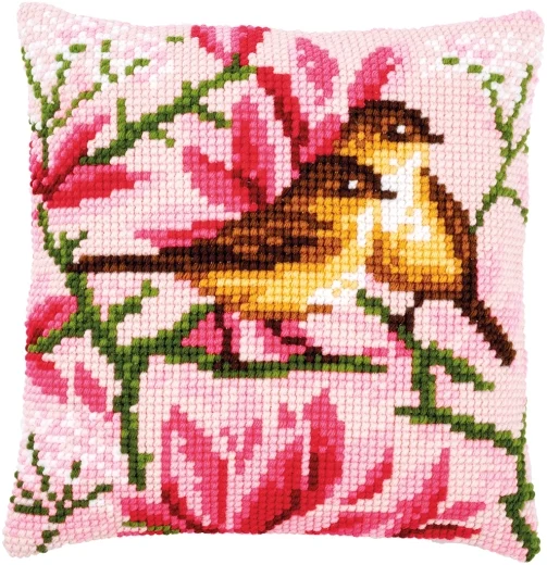 Vervaco - Kreuzstichkissen Vögel unter Magnolien