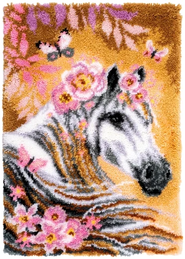 Vervaco - Knüpfteppich Pferd mit Blumen