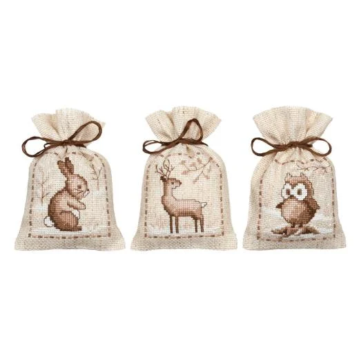 Vervaco - Geschenksäckchen Tiere im Winter 3er-Set
