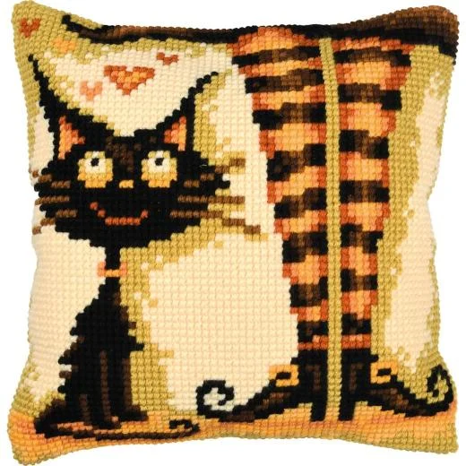 Vervaco - Kreuzstichkissen Die Katze liebt ihre Hexe