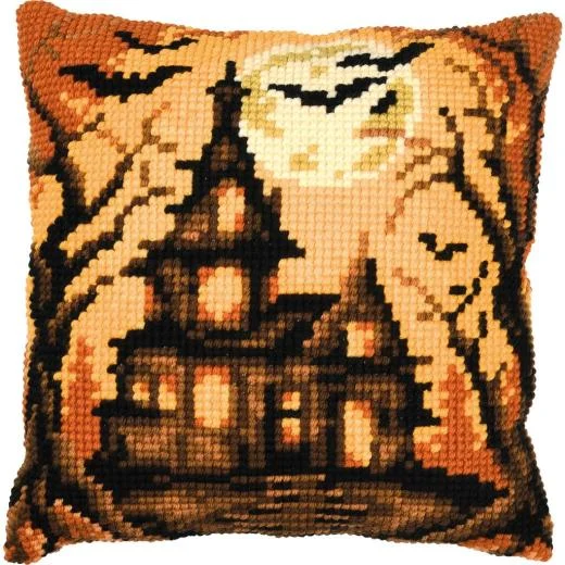 Vervaco - Kreuzstichkissen Halloween-Haus