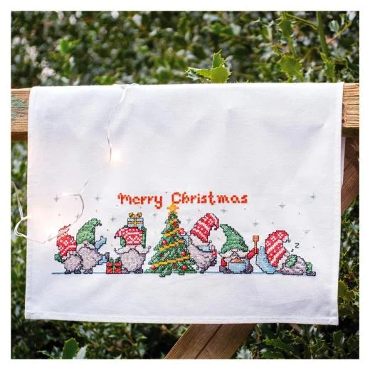 Vervaco - Geschirrtuch Zwerge mit Weihnachtsbaum