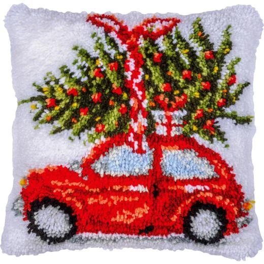 Vervaco - Knüpfkissen Weihnachtsauto