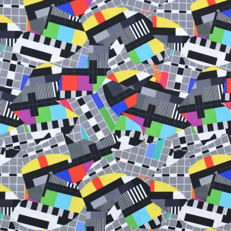 Polyesterstoff TV interference picture, grau