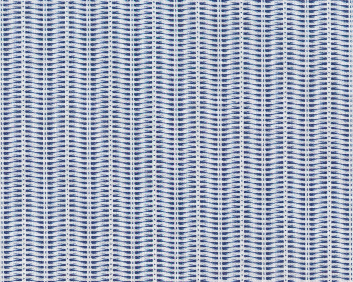 Popeline-Baumwollstoff COSTURA, Zickzack, blau