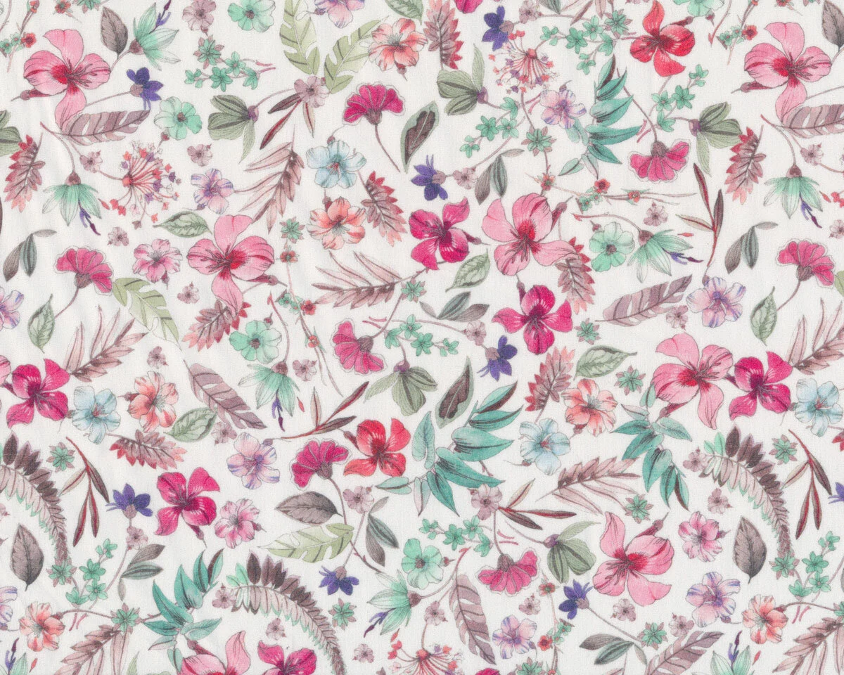 Popeline-Baumwollstoff EUPHORIA, Lilie, fuchsia