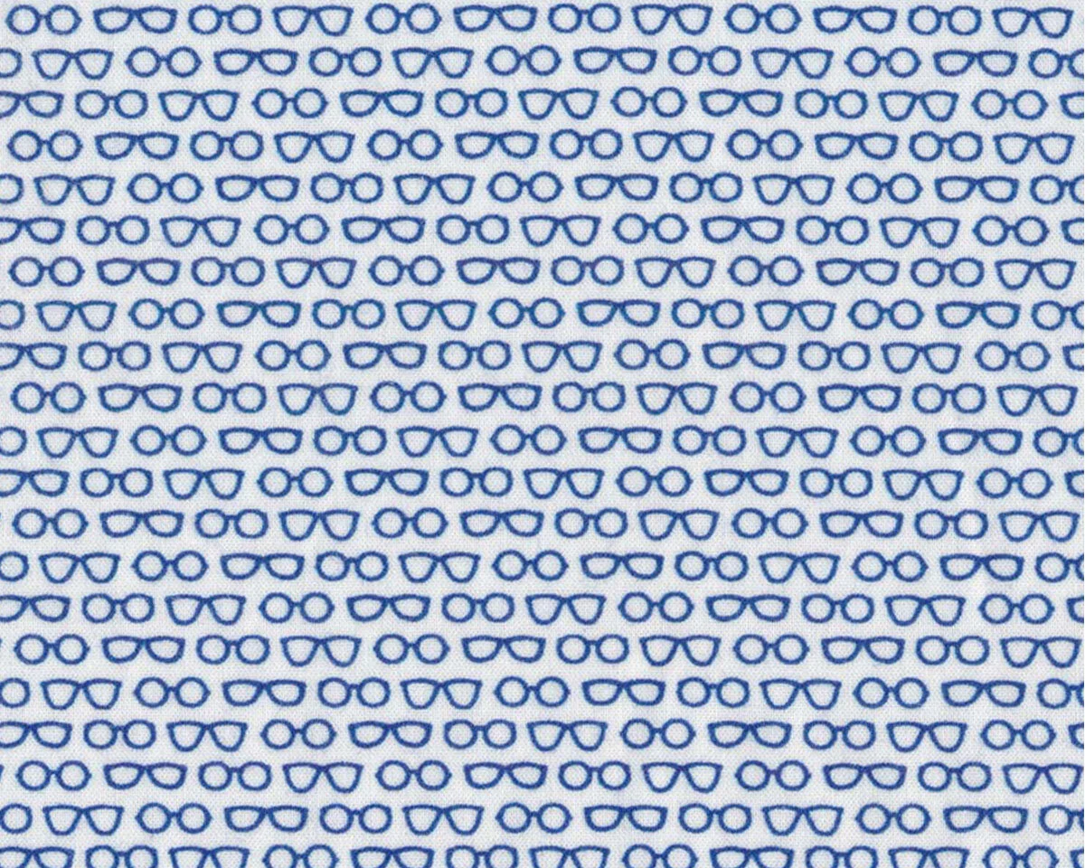 Popeline-Baumwollstoff PETITE GAFAS, Mini-Brillen, blau