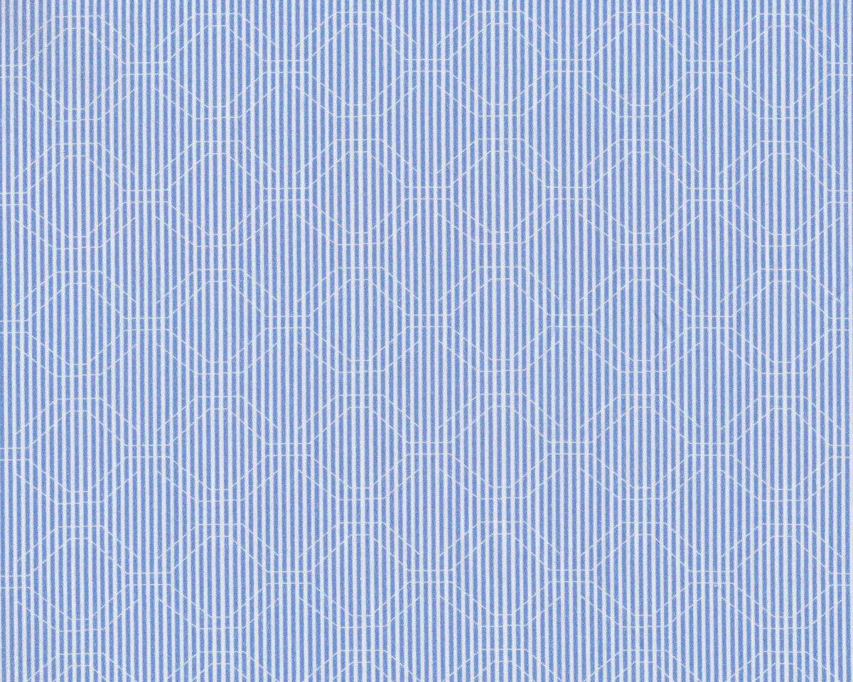 Popeline-Baumwollstoff RAYA VERANO, Streifen und Zickzack, blau