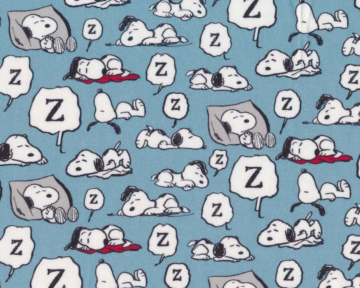Popeline-Baumwollstoff SNOOPY REBEL, schlafend, mittelblau