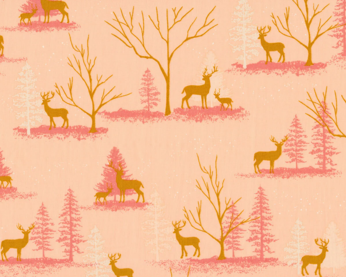 Popeline-Patchworkstoff COZY & MAGICAL, Hirsche im Wald, Art Gallery