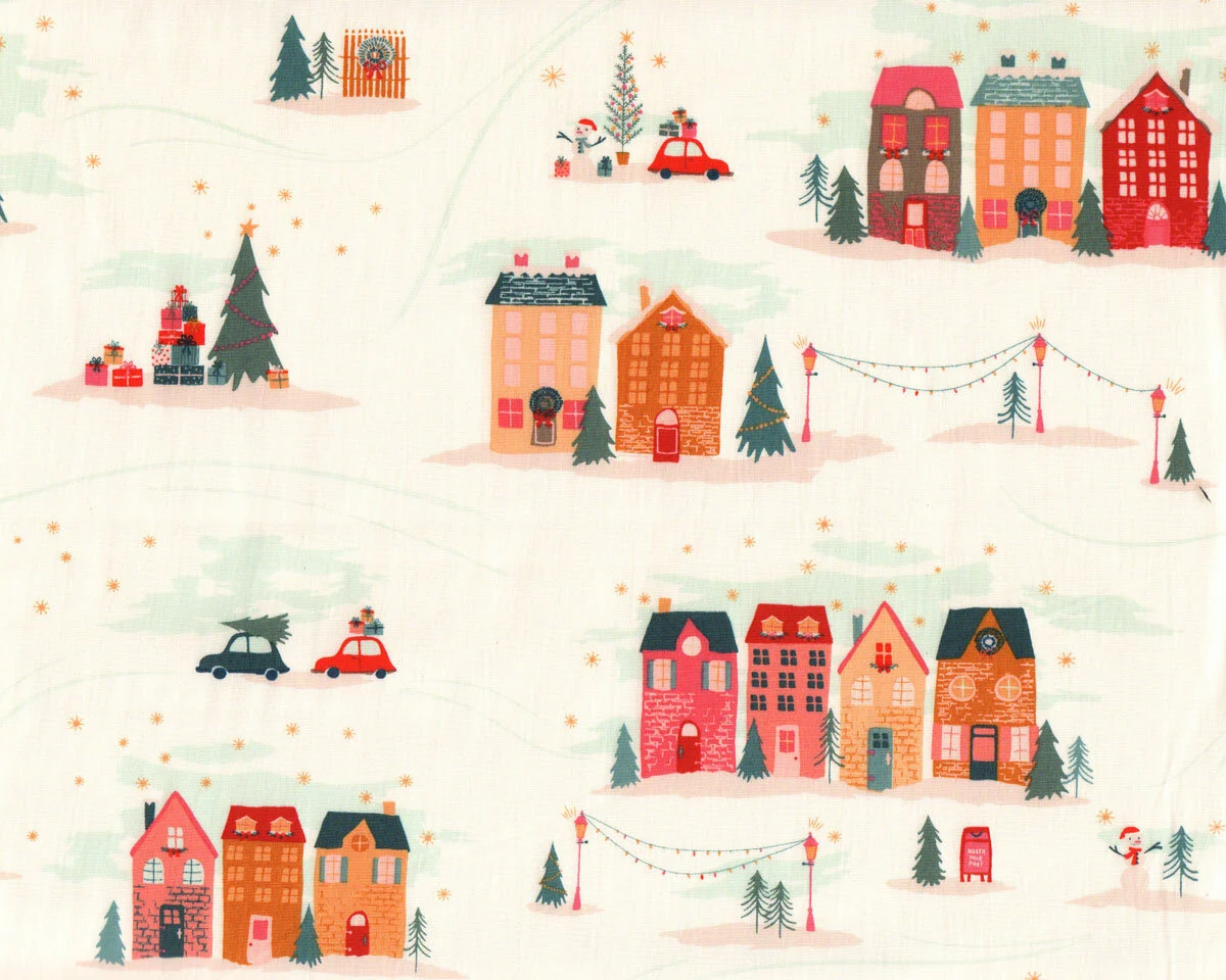 Popeline-Patchworkstoff COZY & MAGICAL, Stadt im Winter, Art Gallery