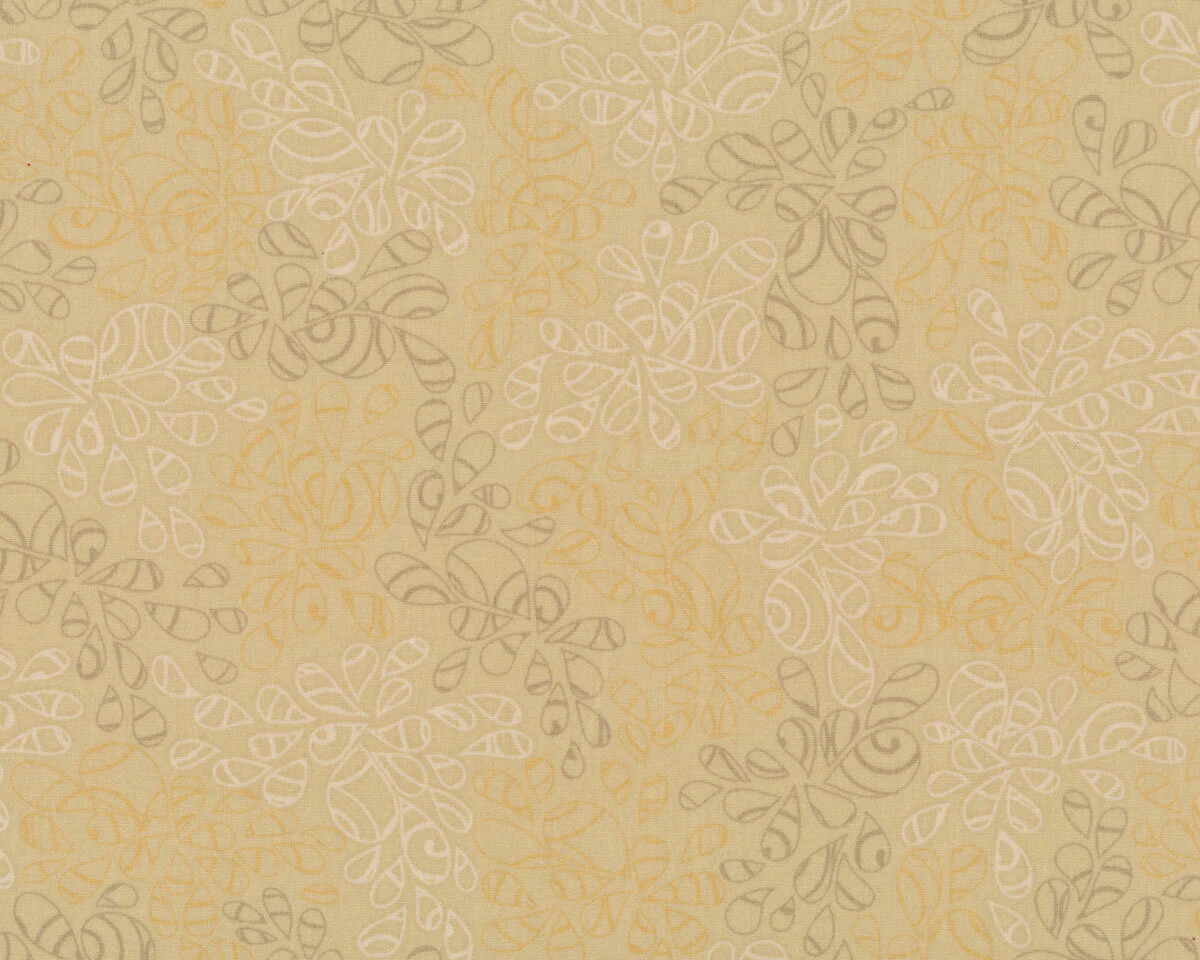 Popeline-Patchworkstoff NATURE ELEMENTS, Tropfen-Blätter, beige, Art Gallery