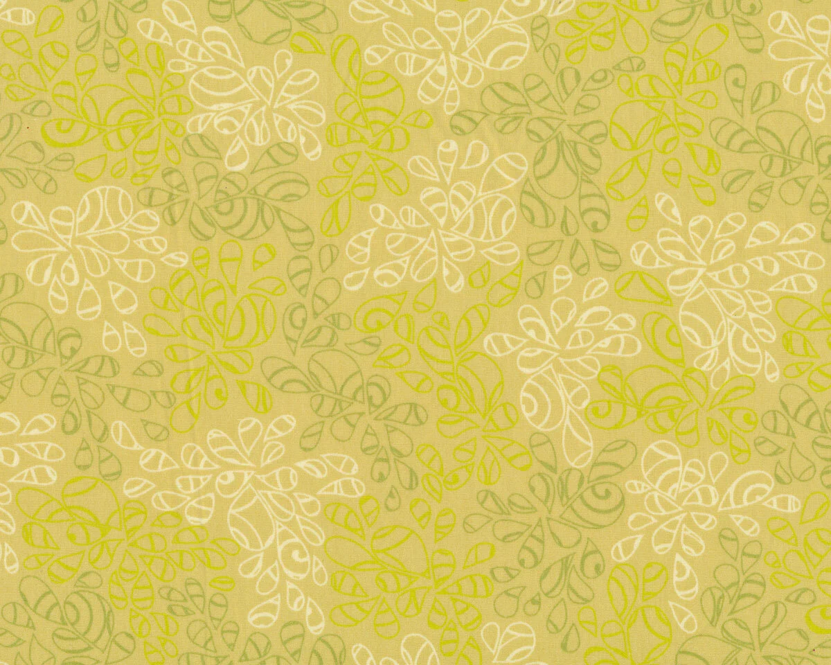 Popeline-Patchworkstoff NATURE ELEMENTS, Tropfen-Blätter, gelbgrün, Art Gallery