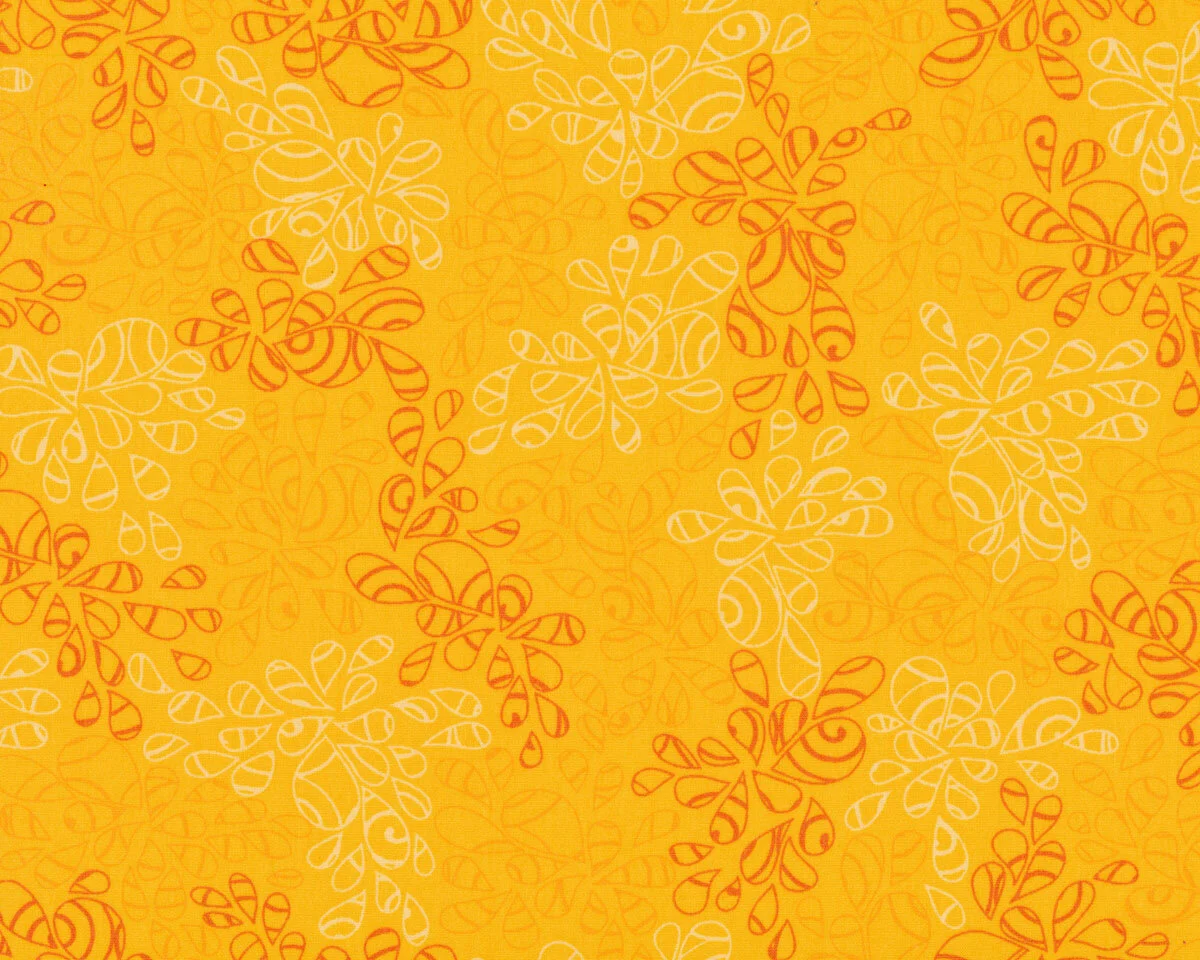 Popeline-Patchworkstoff NATURE ELEMENTS, Tropfen-Blätter, orange, Art Gallery