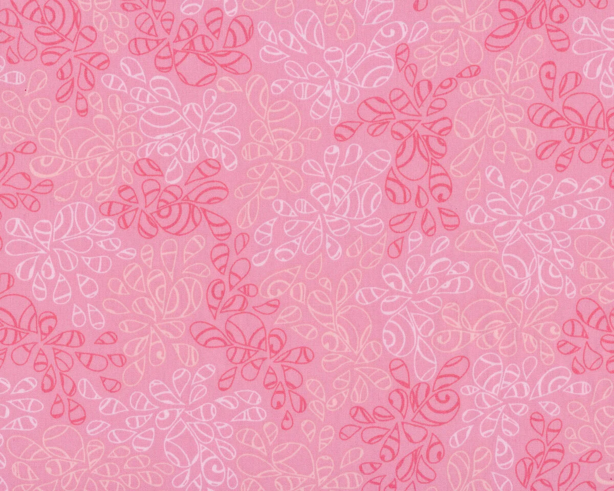 Popeline-Patchworkstoff NATURE ELEMENTS, Tropfen-Blätter, rosa, Art Gallery