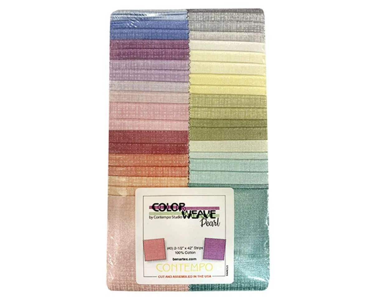 Precuts Strip-Pie COLOR WEAVE, pearl, Benartex
