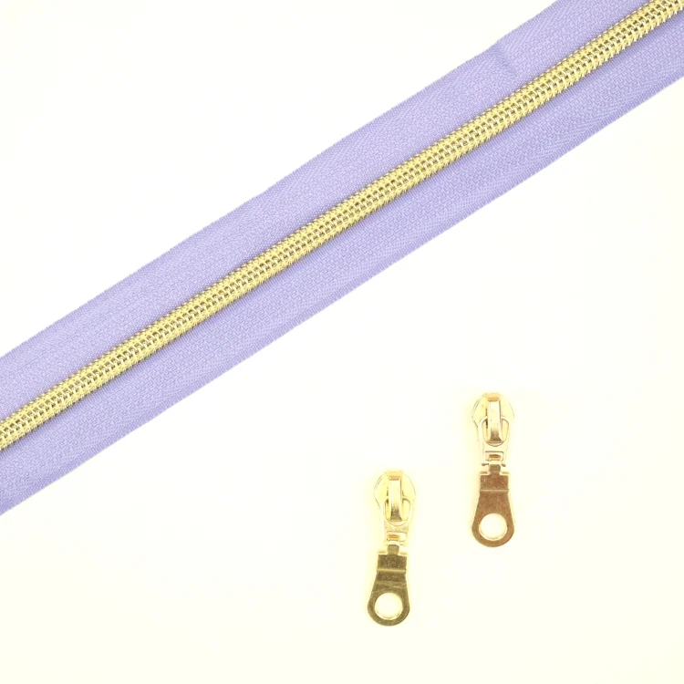 Reißverschluss 1 Meter, flieder/gold