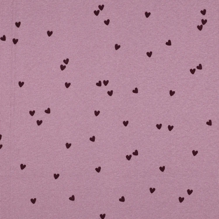 Rippenjersey Lovely Hearts, malve