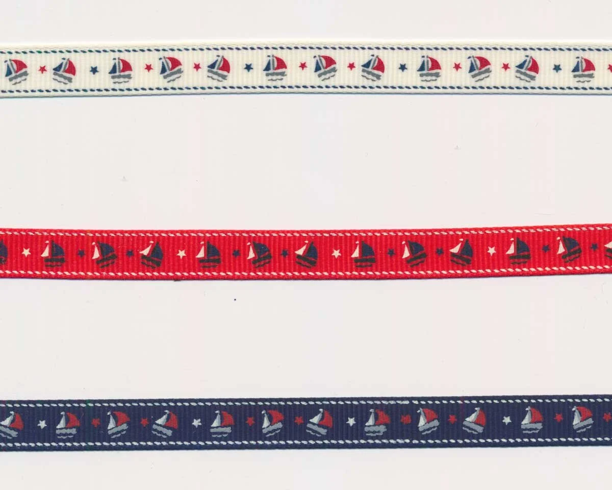 Ripsband LANI, Segelboot, 10 mm breit, 3 Farben