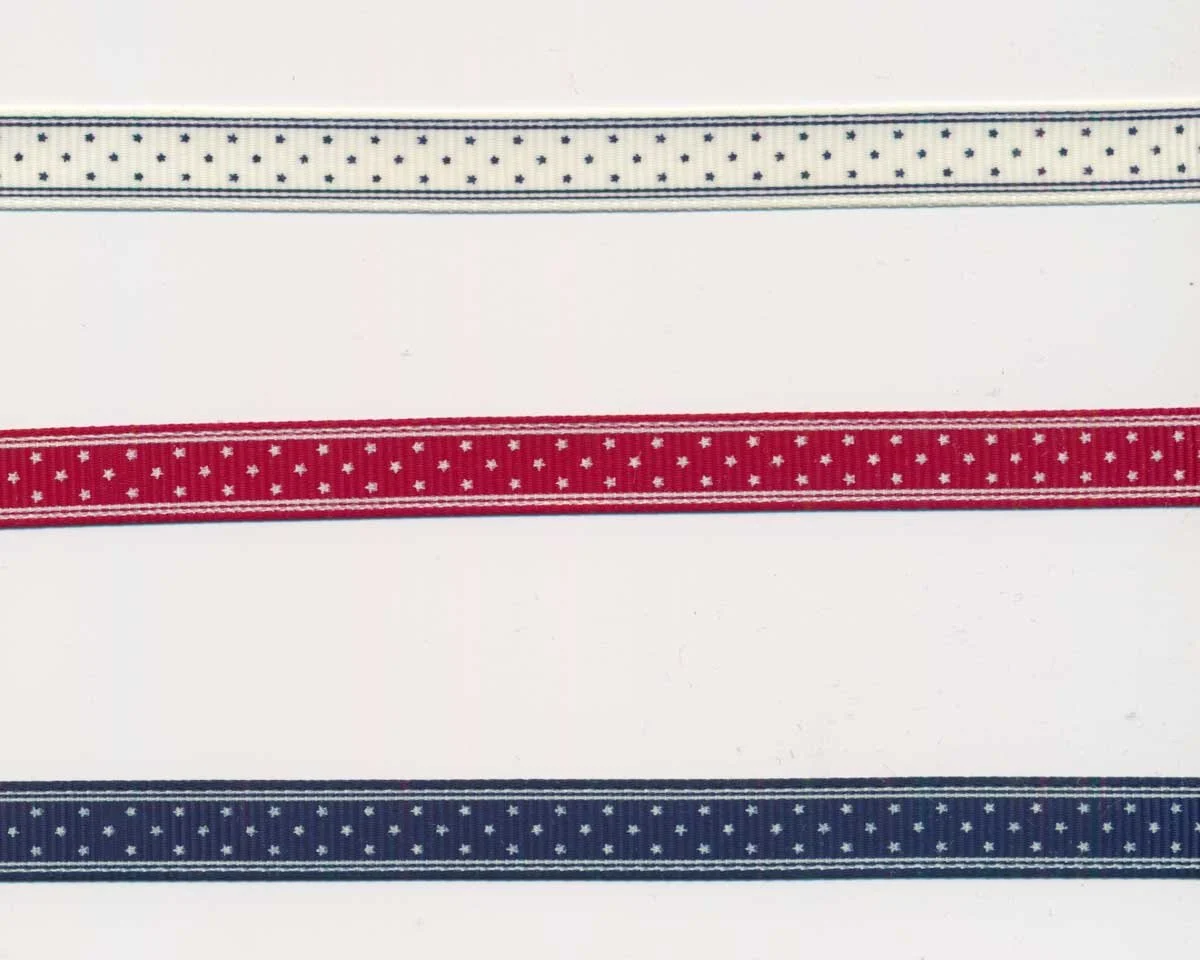 Ripsband TARIK, Sterne, 10 mm breit, 3 Farben