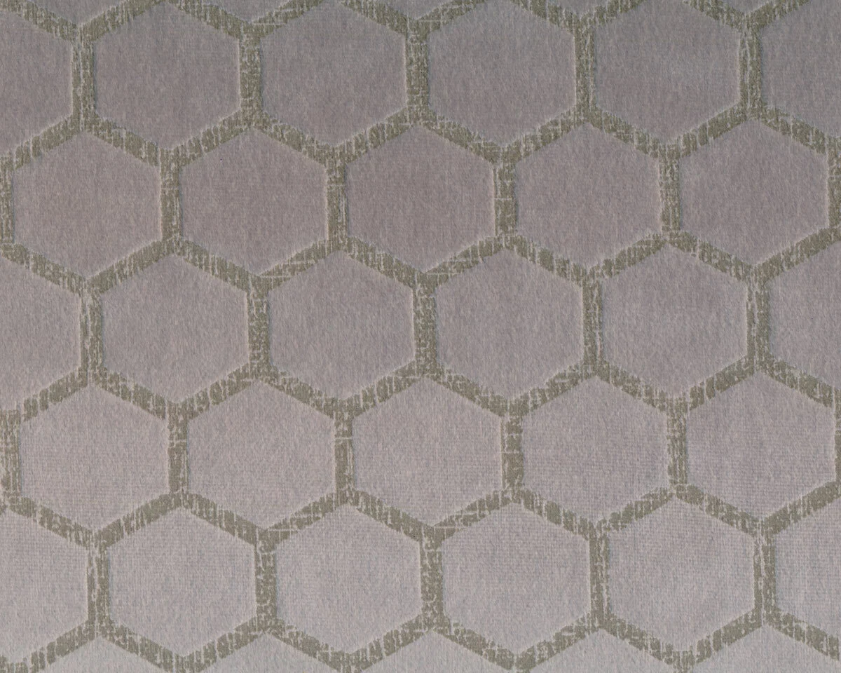 Samt-Polsterstoff LUSTRO HEXA, Sechsecke, silbergrau, Sanderson