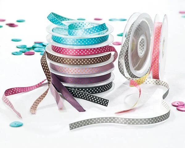 Satinband ELOISE, Pünktchen, 10 mm breit, 8 Farben