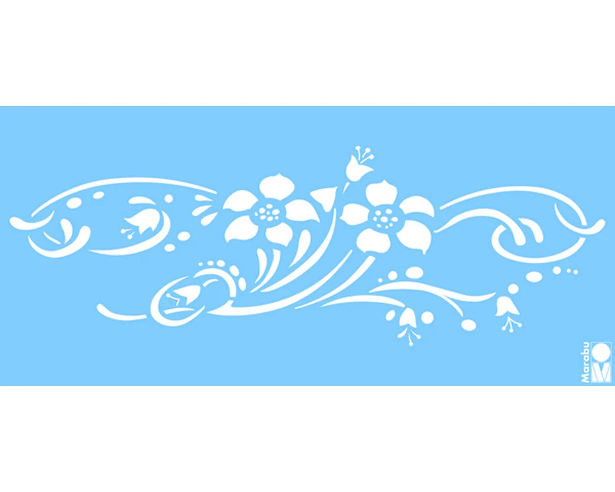 Schablone FLOWER WAVES, Blumen in Wellenform, 15 x 33 cm