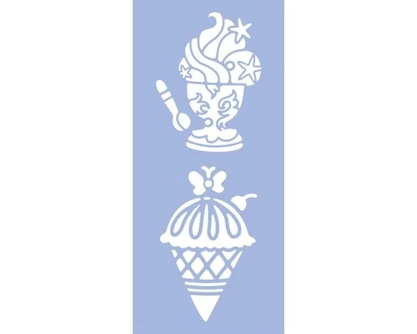 Schablone ICE CREAM 1", Eisbecher und Eistüte, 15 x 33 cm