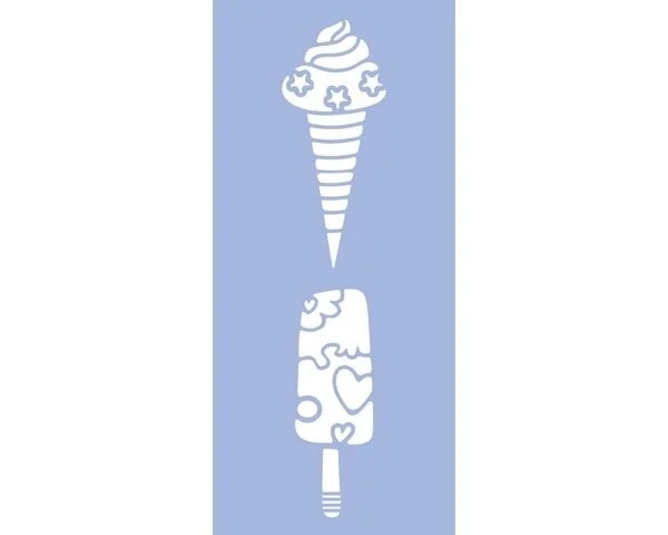 Schablone ICE CREAM 2, Stileis und Eistüte, 15 x 33 cm