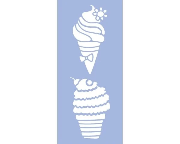 Schablone "Ice cream 3", zwei große Eistüten, 15 x 33 cm