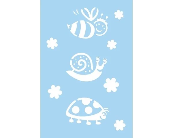 Schablone LITTLE FRIENDS, Biene, Schnecke und Käfer, 15 x 10 cm