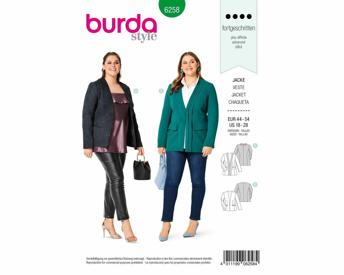 Schnittmuster Blazer PLUSGRÖSSE, burda style 6258