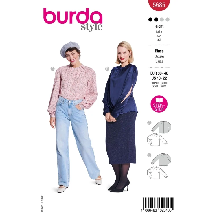 Schnittmuster Bluse, Burda 5685