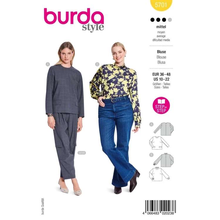 Schnittmuster Bluse, Burda 5701