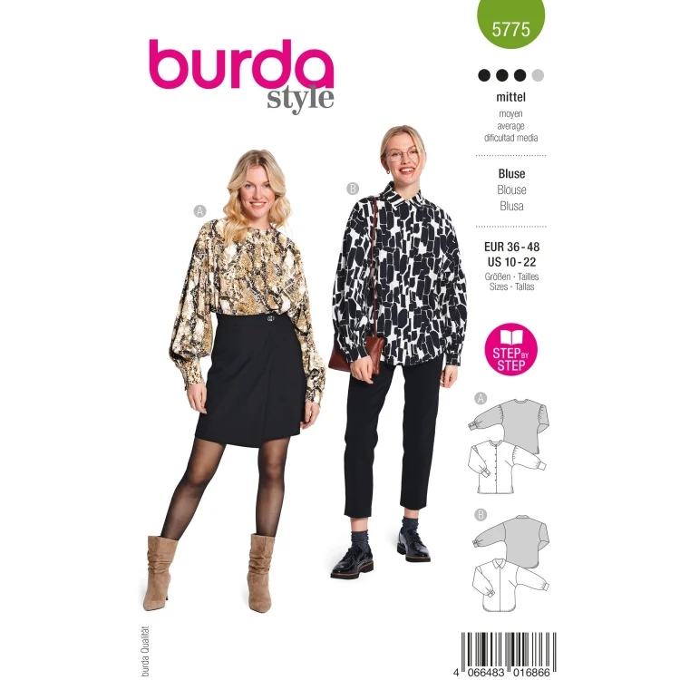 Schnittmuster Bluse Damen, Burda 5775