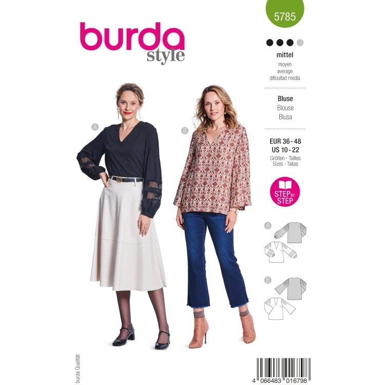 Schnittmuster Bluse Damen, Burda 5785
